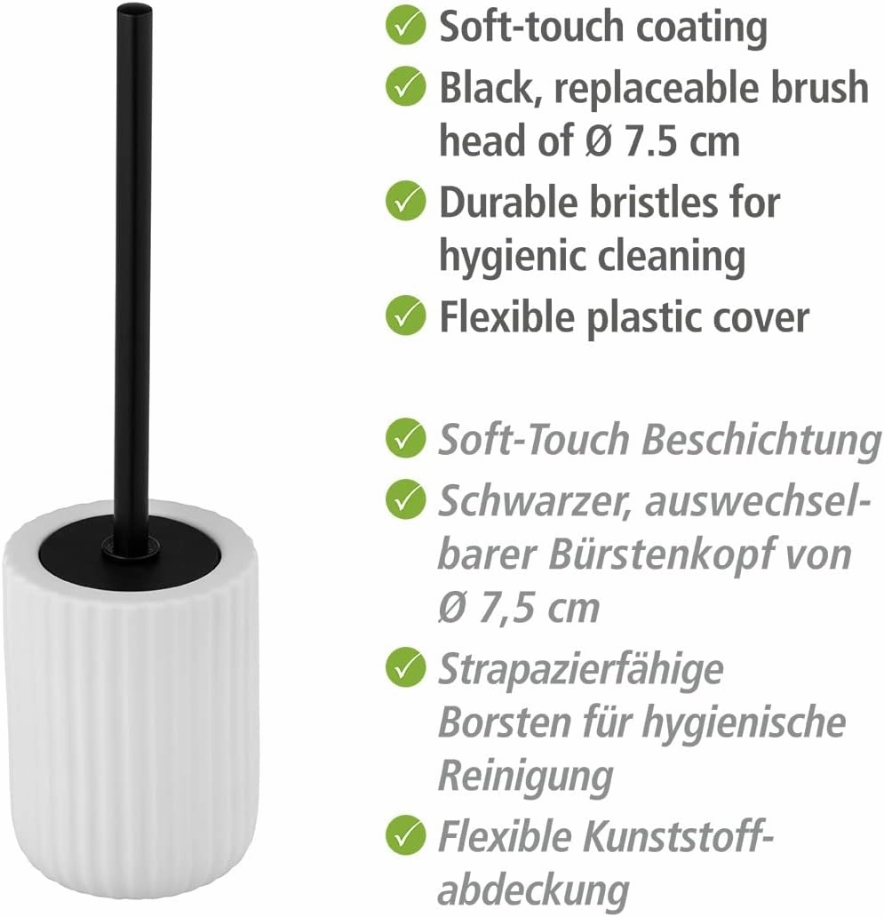 WENKO Belluno White Ceramic Toilet Brush Holder, 11,5 x 42 x 11,5 cm