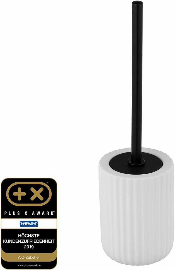 WENKO Belluno White Ceramic Toilet Brush Holder, 11,5 x 42 x 11,5 cm