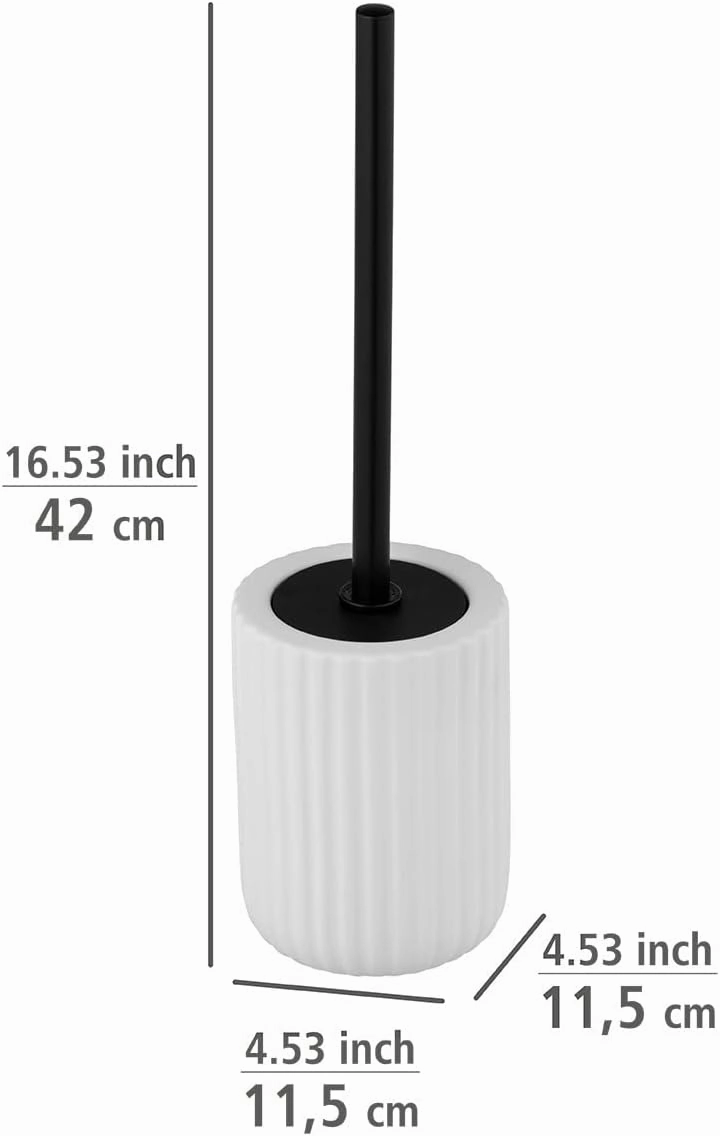 WENKO Belluno White Ceramic Toilet Brush Holder, 11,5 x 42 x 11,5 cm