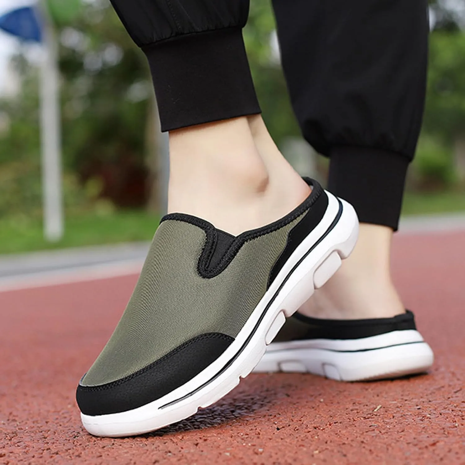 WENOREG Men's Mesh Lined Fleece Slip-on Flat Slipper Shoes,Winter Comfy Warm Indoor Outdoor Moccasin Orthotic Clog Slippers Non Slip Fluffy Wide House Shoes Mule Loafer