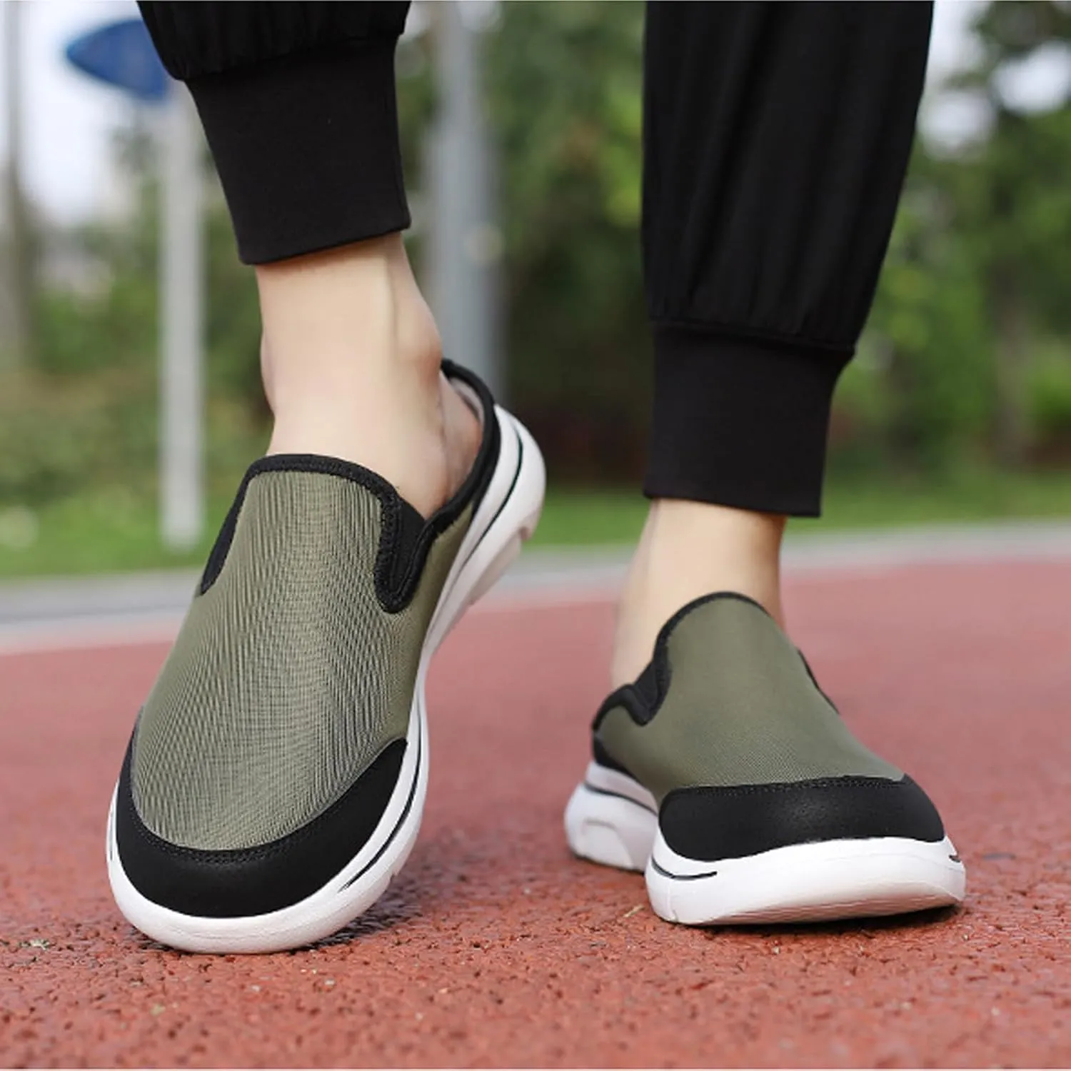 WENOREG Men's Mesh Lined Fleece Slip-on Flat Slipper Shoes,Winter Comfy Warm Indoor Outdoor Moccasin Orthotic Clog Slippers Non Slip Fluffy Wide House Shoes Mule Loafer