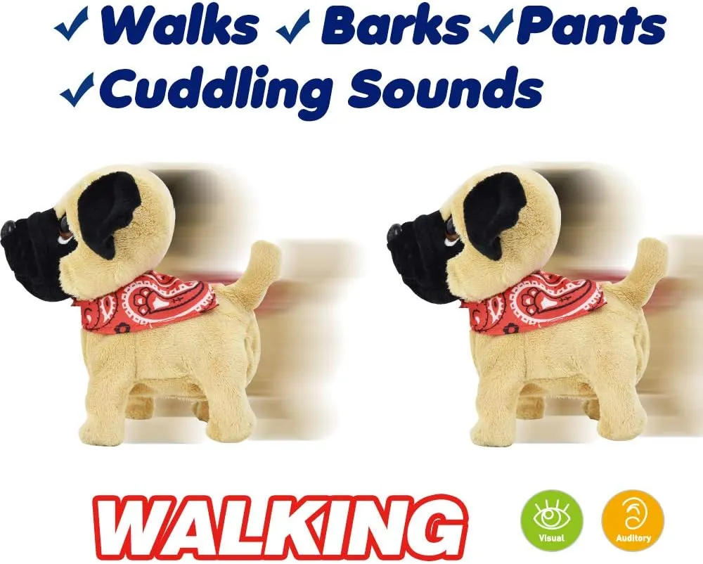 WEofferwhatYOUwant Pug Puppy - Robot Dog - Plush Dog That Walks and Barks - Makes Authentic Sounds - Interactive Baby Toddler Toy - Ages 18  Months