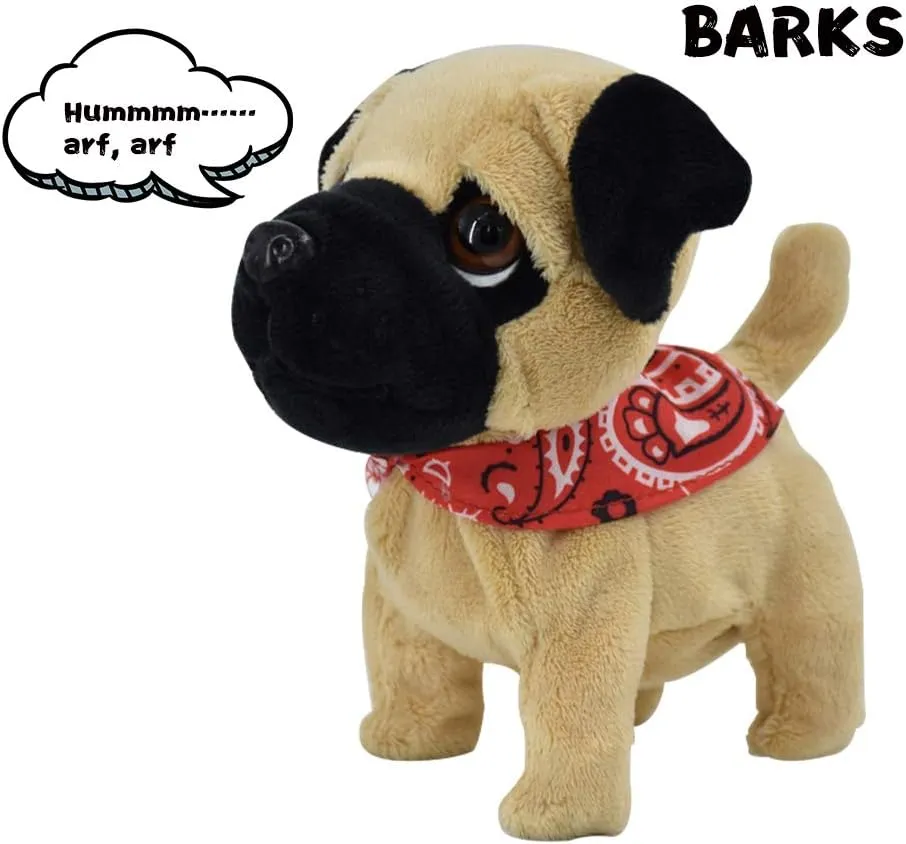 WEofferwhatYOUwant Pug Puppy - Robot Dog - Plush Dog That Walks and Barks - Makes Authentic Sounds - Interactive Baby Toddler Toy - Ages 18  Months