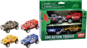 Wild Republic Action Truck Four Pack Zoo Theme, Gift for Kids, Great for Interactive Play