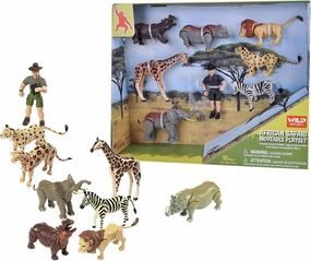 Wild Republic Movable Action Playset Safari, Eight Species of African Animals and a Safari Guide, Gift for Kids, Great for Interactive Play