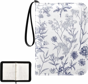 Wildflowers Plants Painting Card Binder 4 Pocket, Trading Card Holder Fits 400 Game Cards with 50 Removable Sleeves, MTG Card Case Standard Size