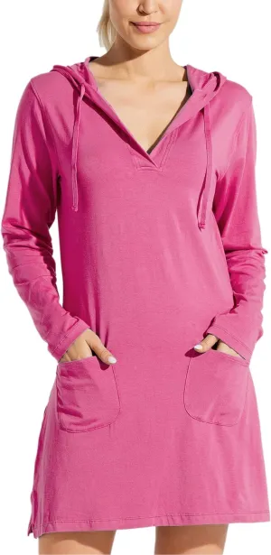Willit Women's Long Sleeve Cotton Swim Cover Up UPF 50  SPF Dress Hooded with Pockets Sun Protection Beach Coverup