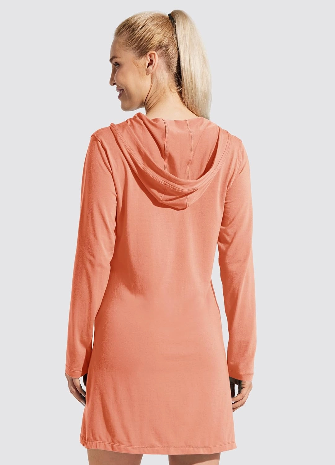 Willit Women's Long Sleeve Cotton Swim Cover Up UPF 50  SPF Dress Hooded with Pockets Sun Protection Beach Coverup