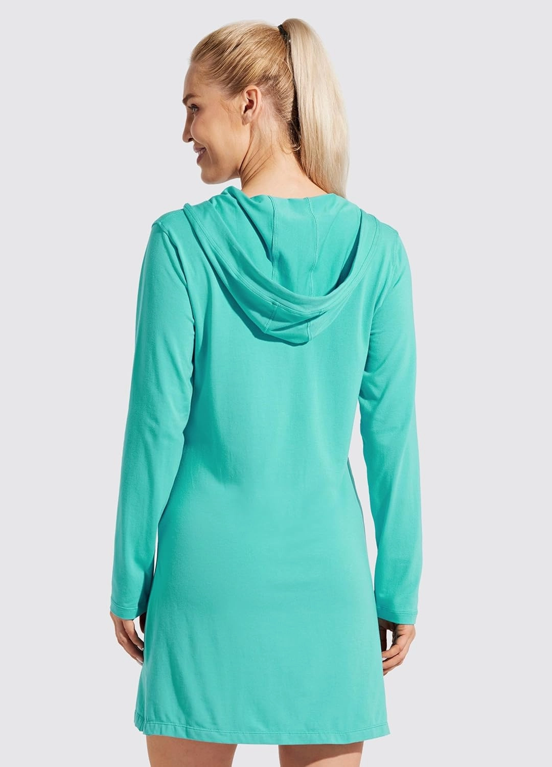 Willit Women's Long Sleeve Cotton Swim Cover Up UPF 50  SPF Dress Hooded with Pockets Sun Protection Beach Coverup