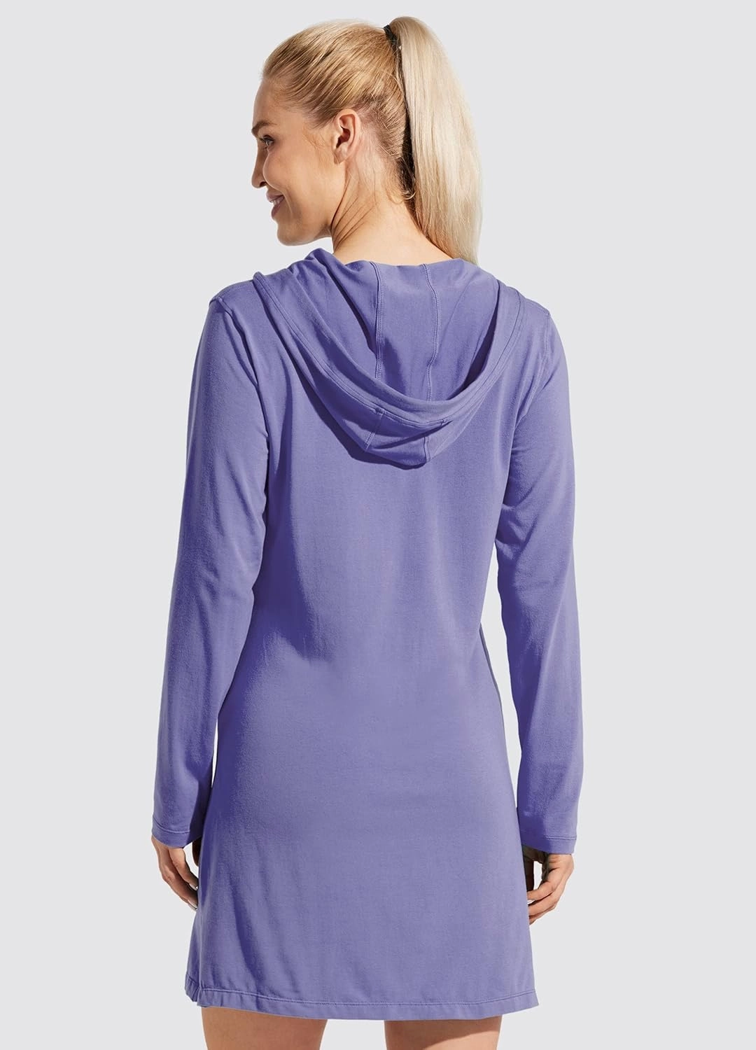 Willit Women's Long Sleeve Cotton Swim Cover Up UPF 50  SPF Dress Hooded with Pockets Sun Protection Beach Coverup