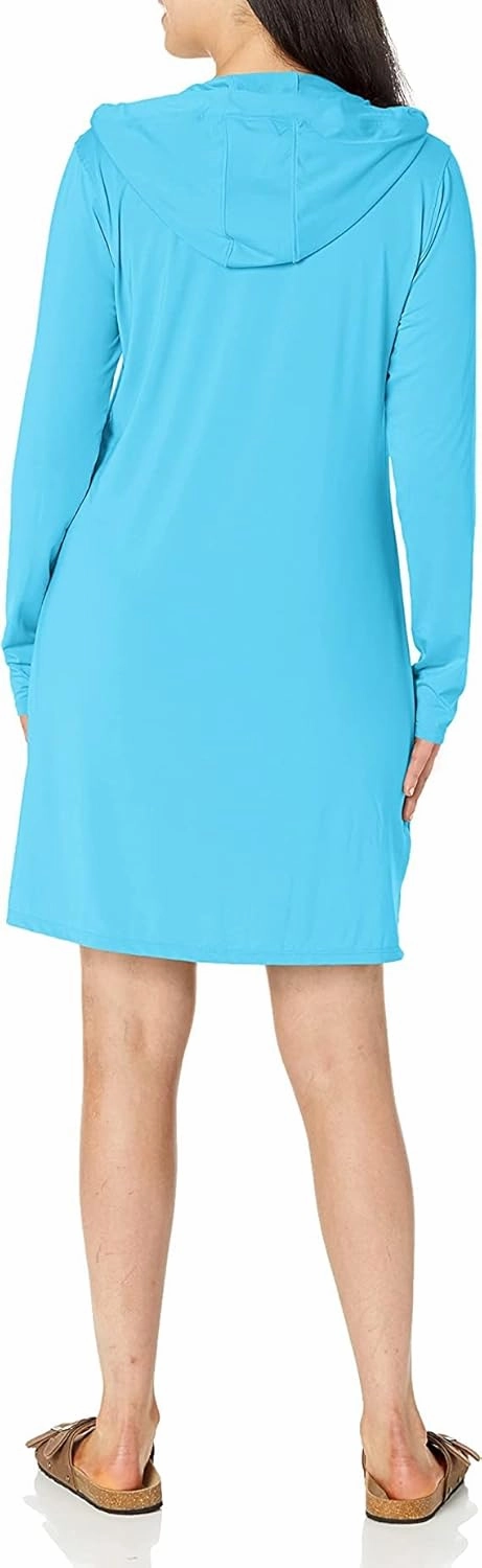 Willit Women's Long Sleeve Cotton Swim Cover Up UPF 50  SPF Dress Hooded with Pockets Sun Protection Beach Coverup