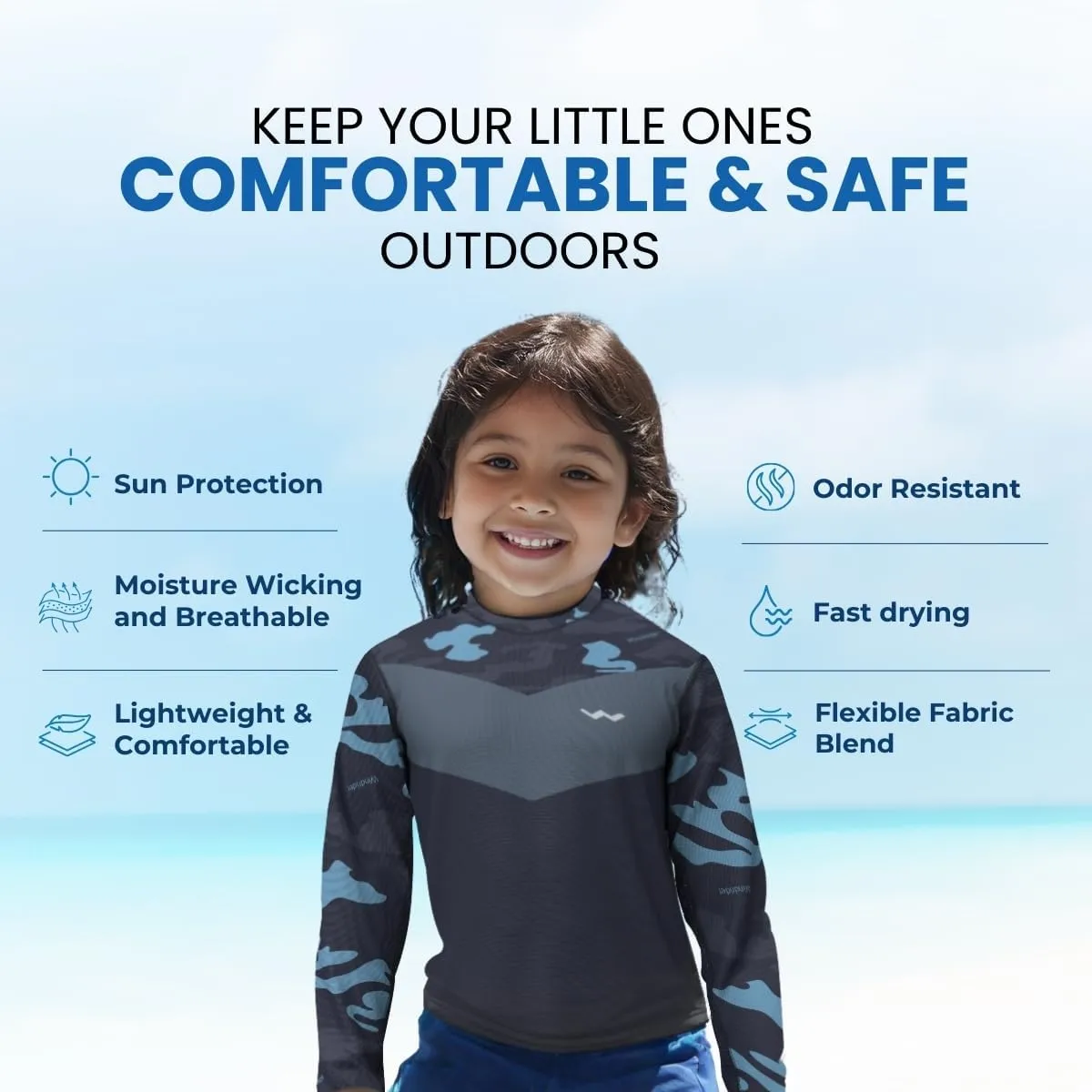 WindRider Kids Rash Guard - Girls and Boys Swim Shirt UPF 50  Sun Protection, Long Sleeve for Swimming, Fishing & Outdoor Fun