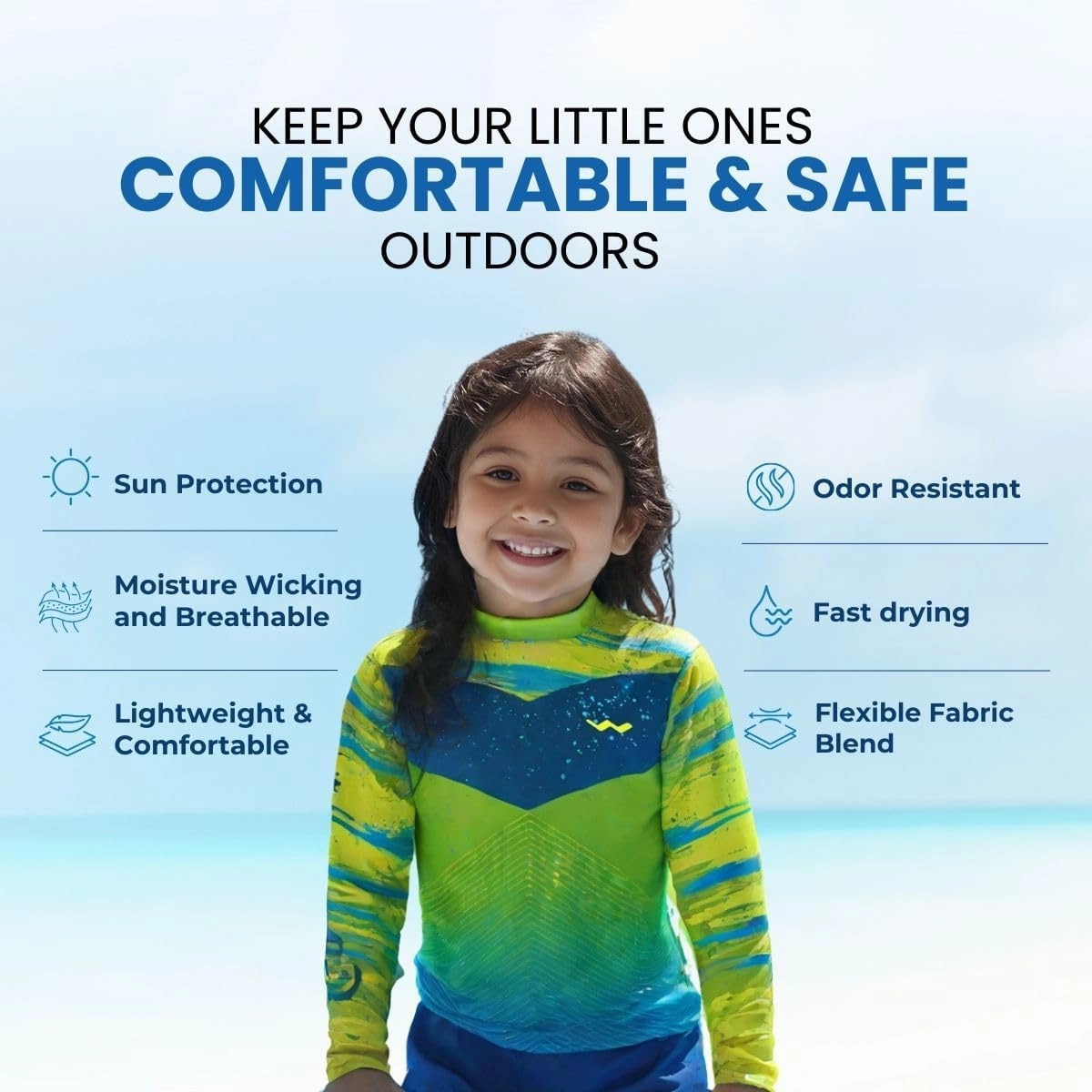 WindRider Kids Rash Guard - Girls and Boys Swim Shirt UPF 50  Sun Protection, Long Sleeve for Swimming, Fishing & Outdoor Fun