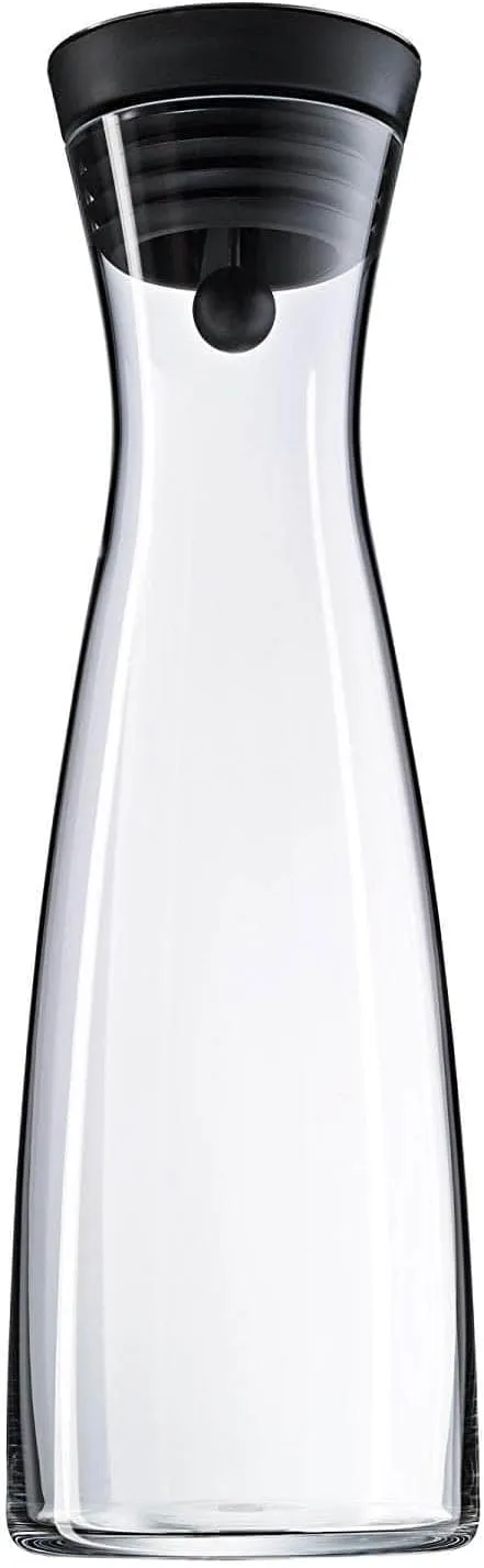 WMF Close-Up Stopper Glass Cromargan Basic Water Decanter, Black, Height 32.7 cm, 1.5 Litre