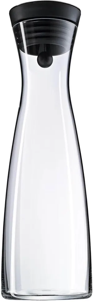 WMF Close-Up Stopper Glass Cromargan Basic Water Decanter, Black, Height 32.7 cm, 1.5 Litre
