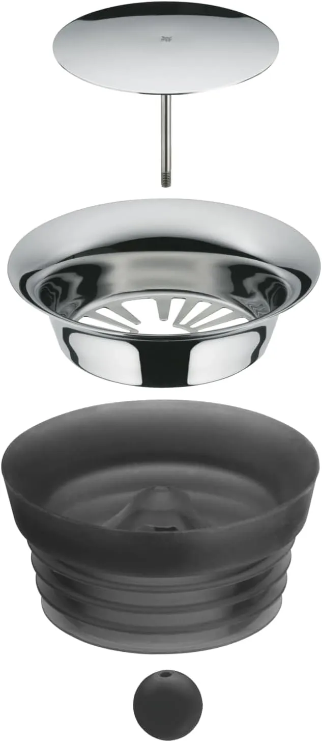 WMF Close-Up Stopper Glass Cromargan Basic Water Decanter, Black, Height 32.7 cm, 1.5 Litre