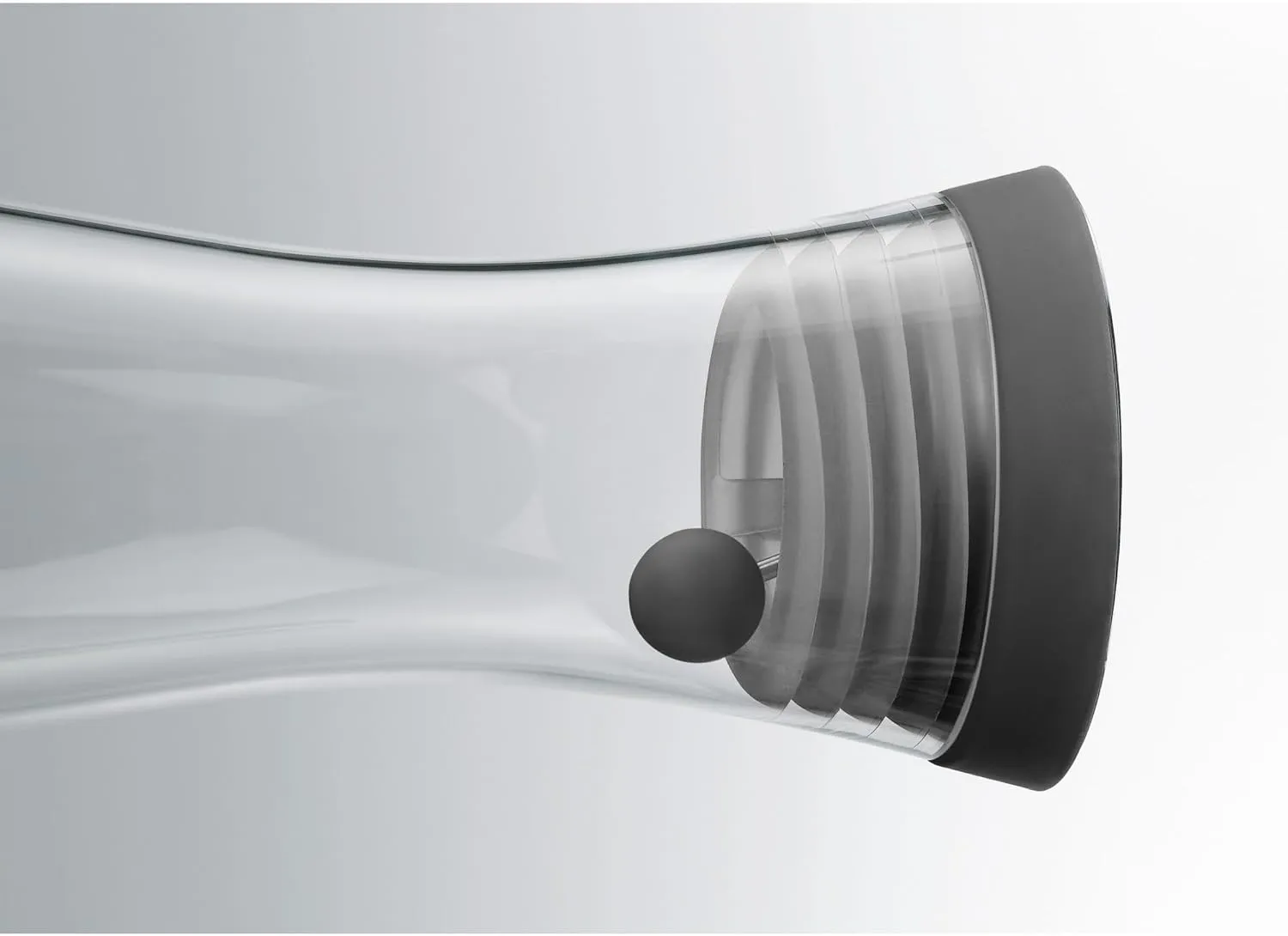 WMF Close-Up Stopper Glass Cromargan Basic Water Decanter, Black, Height 32.7 cm, 1.5 Litre