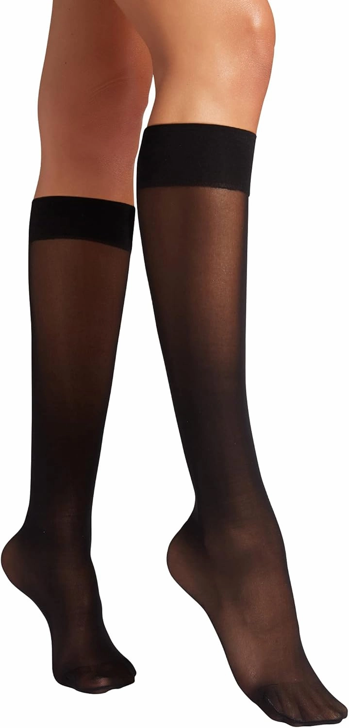 Wolford Individual 10 Denier Knee-Highs Transparent For Women Sheer With Exceptional Smooth Soft Stretchable Comfort Band.