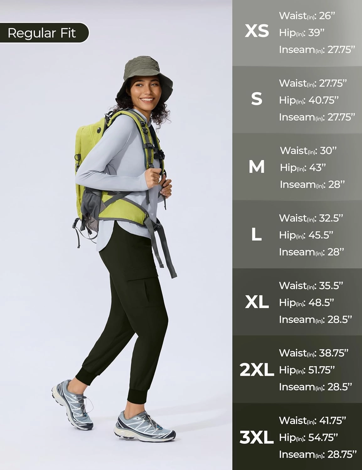 Women's Cargo Joggers Lightweight Hiking Jogger Pants Zipper Pockets Travel Athletic UPF 50 