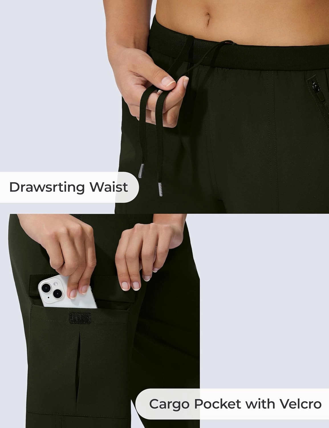 Women's Cargo Joggers Lightweight Hiking Jogger Pants Zipper Pockets Travel Athletic UPF 50 