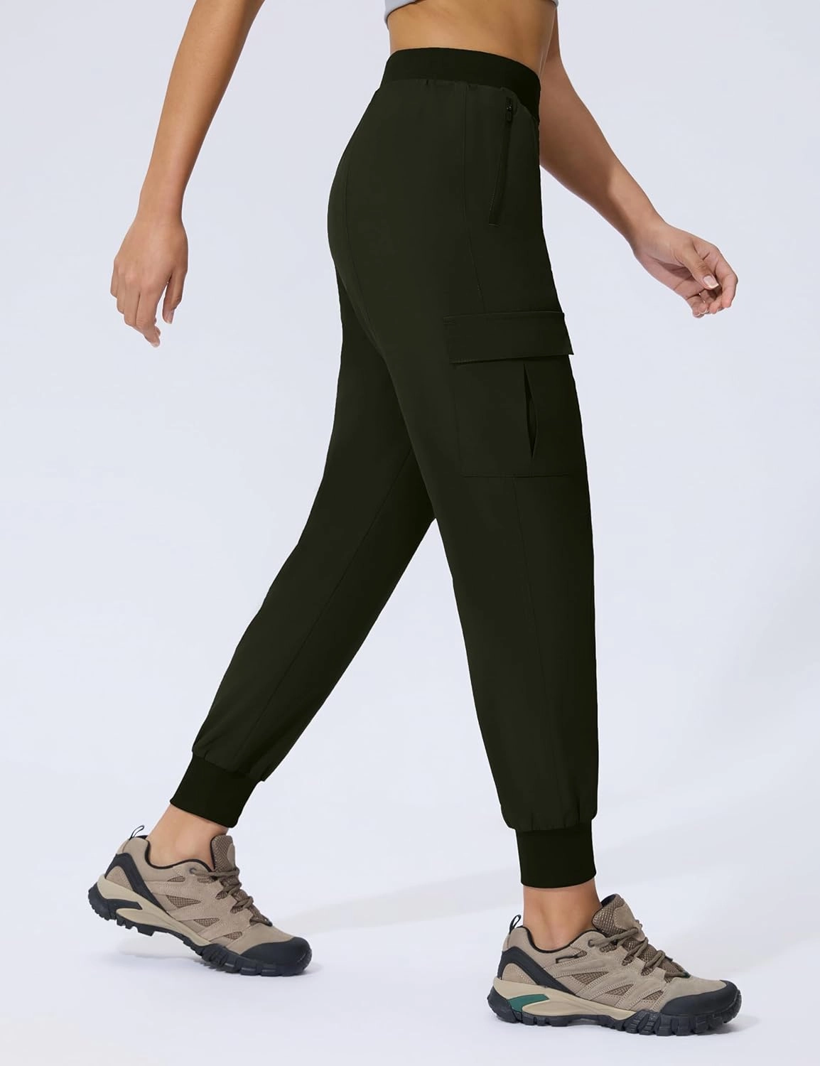 Women's Cargo Joggers Lightweight Hiking Jogger Pants Zipper Pockets Travel Athletic UPF 50 