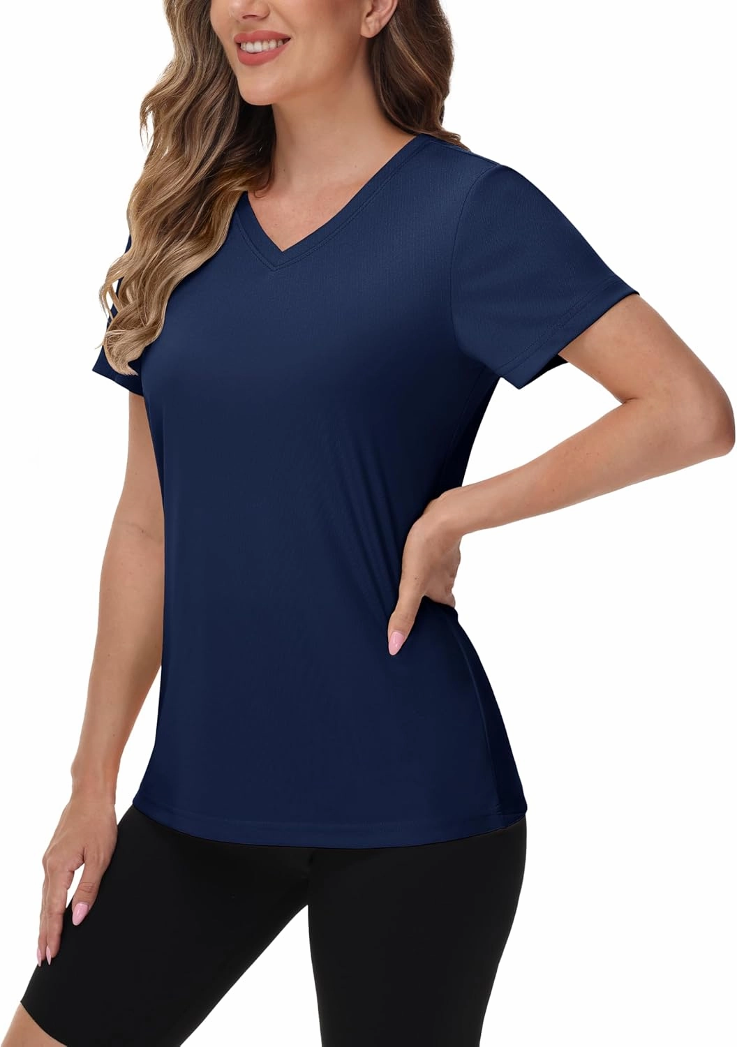 Women's Short Sleeve Shirts Workout Tops UPF 50  Sun Protectioin Quick Dry V Neck T Shirts Athletic