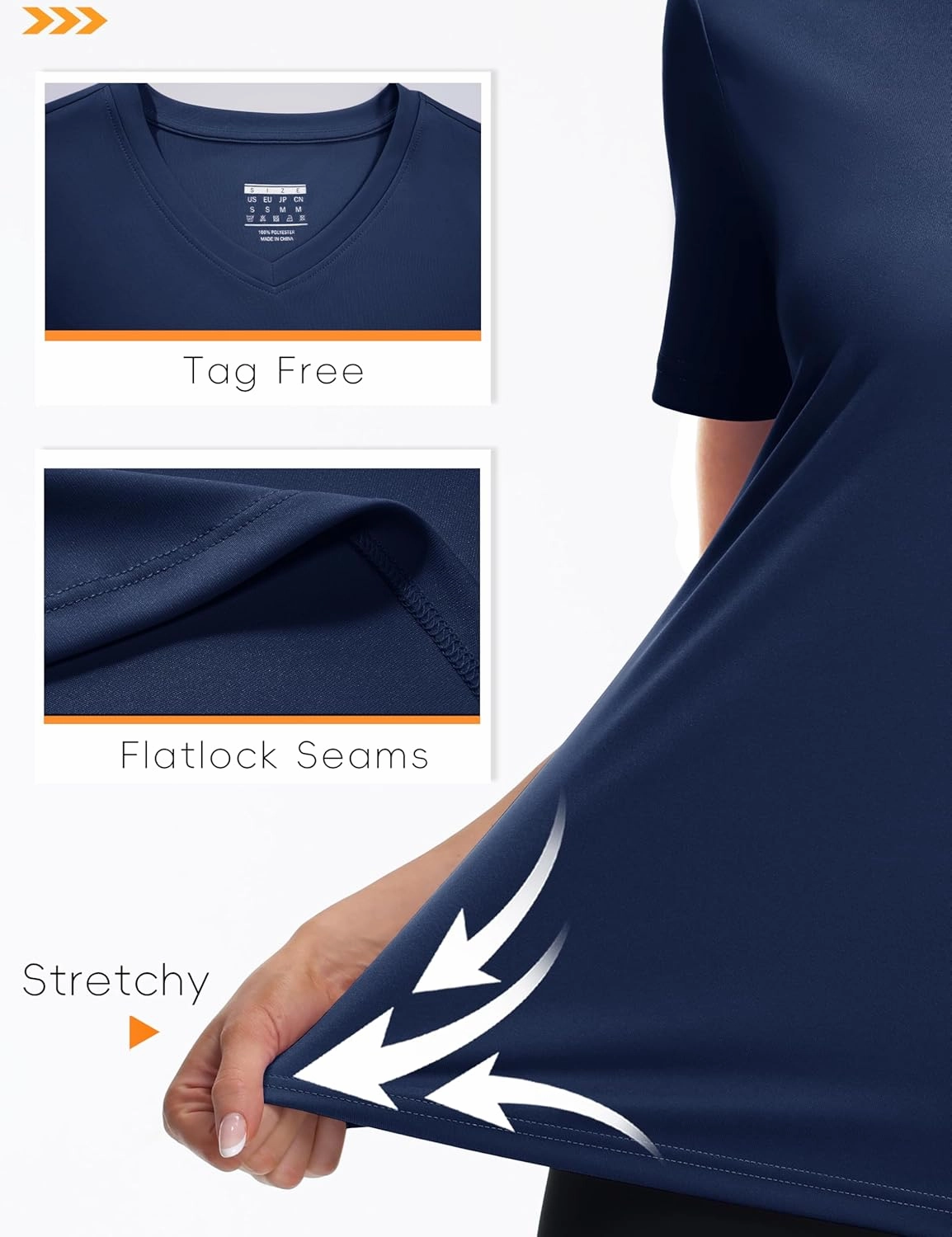 Women's Short Sleeve Shirts Workout Tops UPF 50  Sun Protectioin Quick Dry V Neck T Shirts Athletic