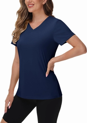 Women's Short Sleeve Shirts Workout Tops UPF 50  Sun Protectioin Quick Dry V Neck T Shirts Athletic