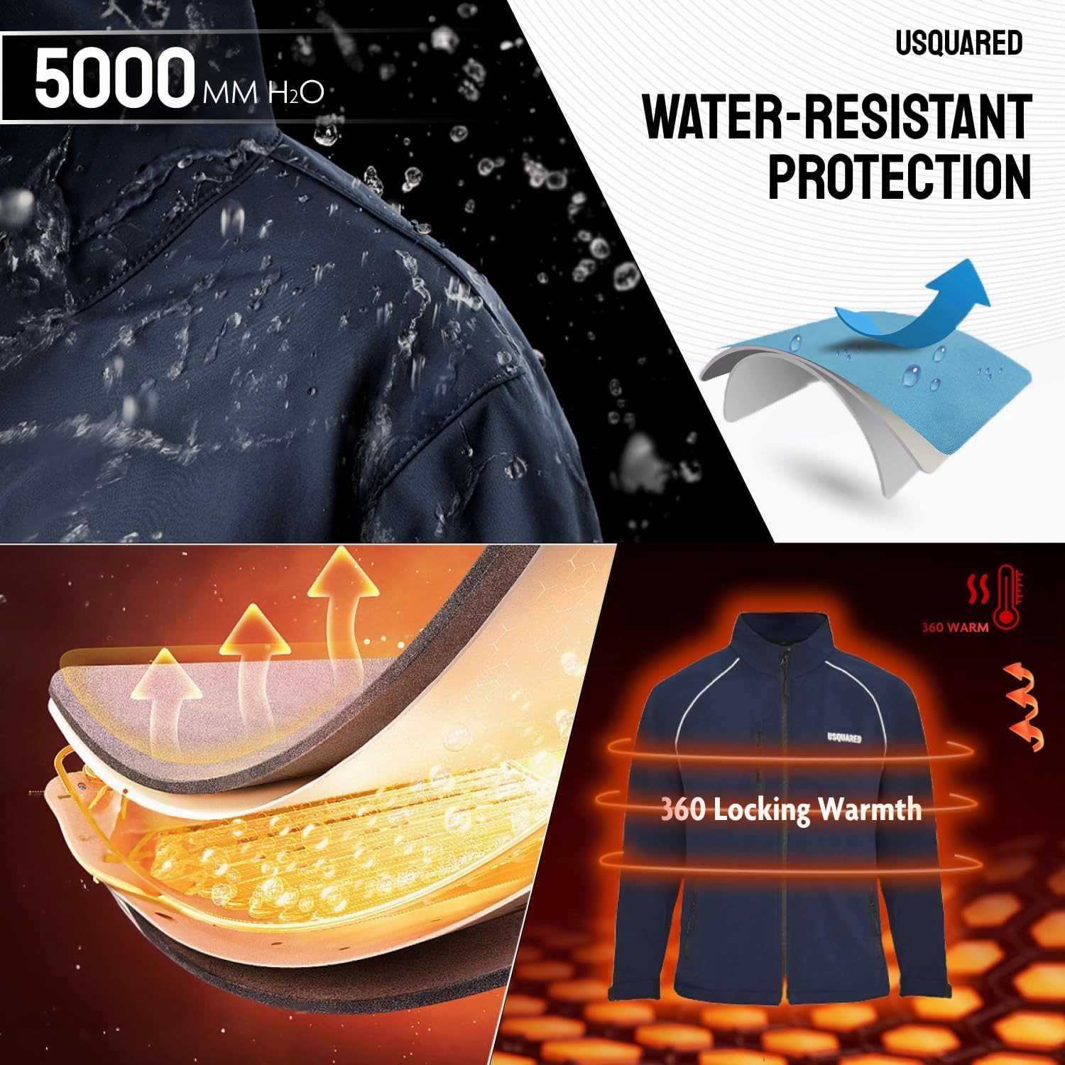 Women's Softshell Waterproof Jacket, Outdoor Windbreaker Warm Fleece Lined Rain Soft Shell For Hiking Travel