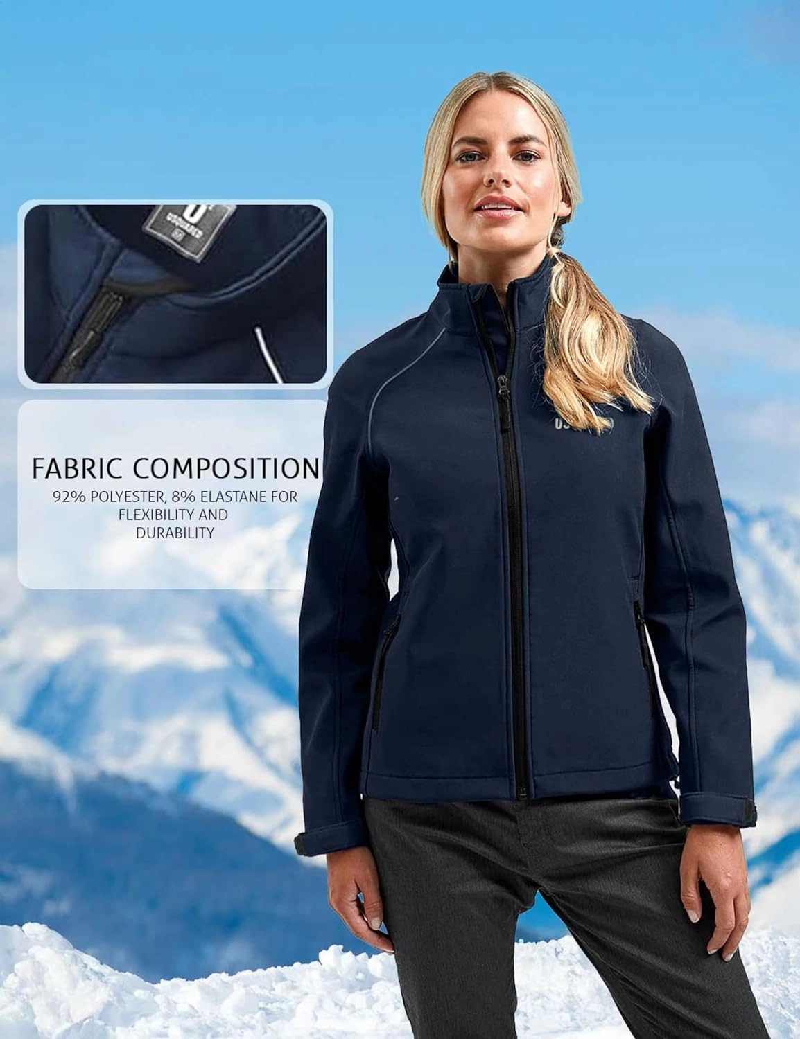 Women's Softshell Waterproof Jacket, Outdoor Windbreaker Warm Fleece Lined Rain Soft Shell For Hiking Travel