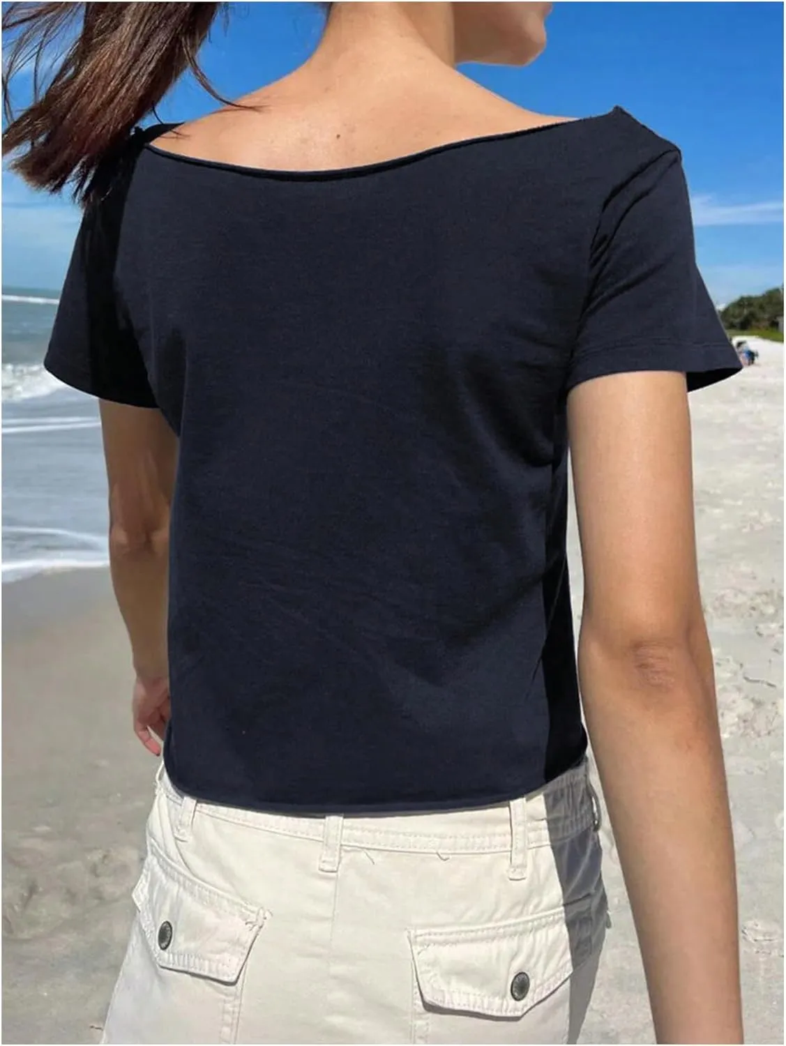 Women's Jersey Top Off The Shoulder Number Graphic Tee Short Sleeve Slim Fit Vintage Going Out Tshirts