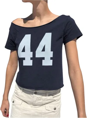 Women's Jersey Top Off The Shoulder Number Graphic Tee Short Sleeve Slim Fit Vintage Going Out Tshirts