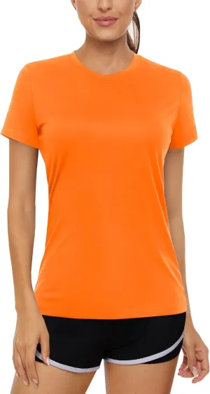 Women's Short Sleeve Shirts Workout Tops UPF 50  Sun Protection Tee Quick Dry Athletic Rash Guard T-Shirt