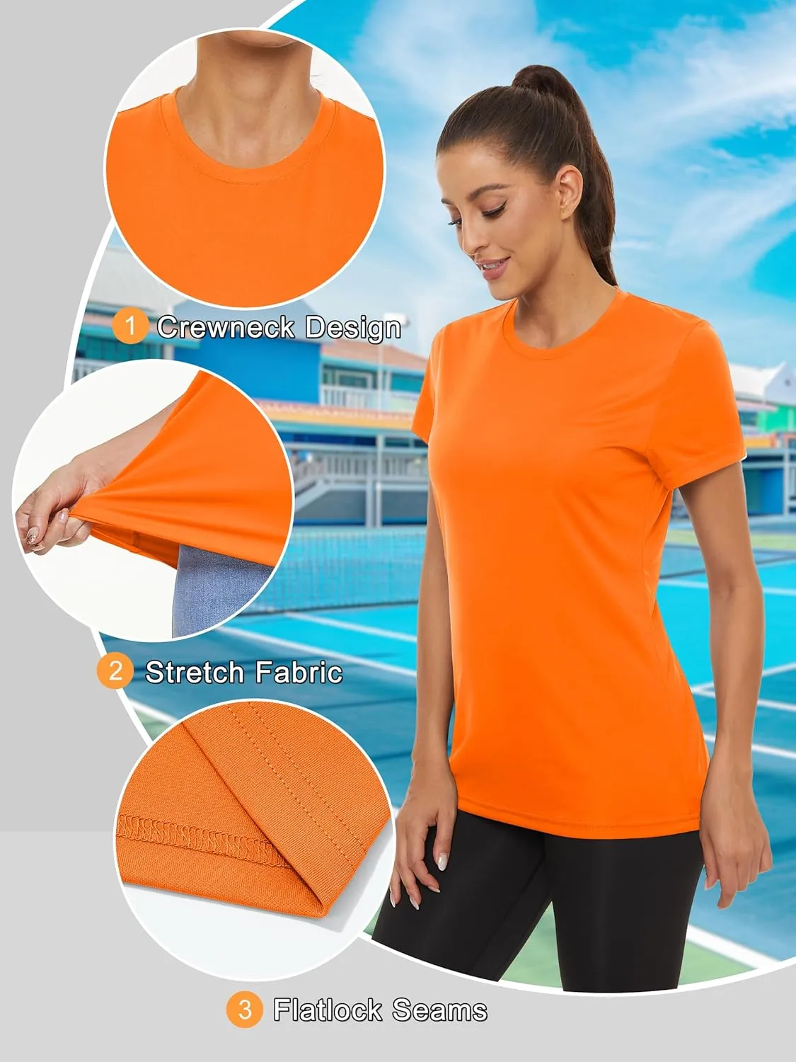 Women's Short Sleeve Shirts Workout Tops UPF 50  Sun Protection Tee Quick Dry Athletic Rash Guard T-Shirt