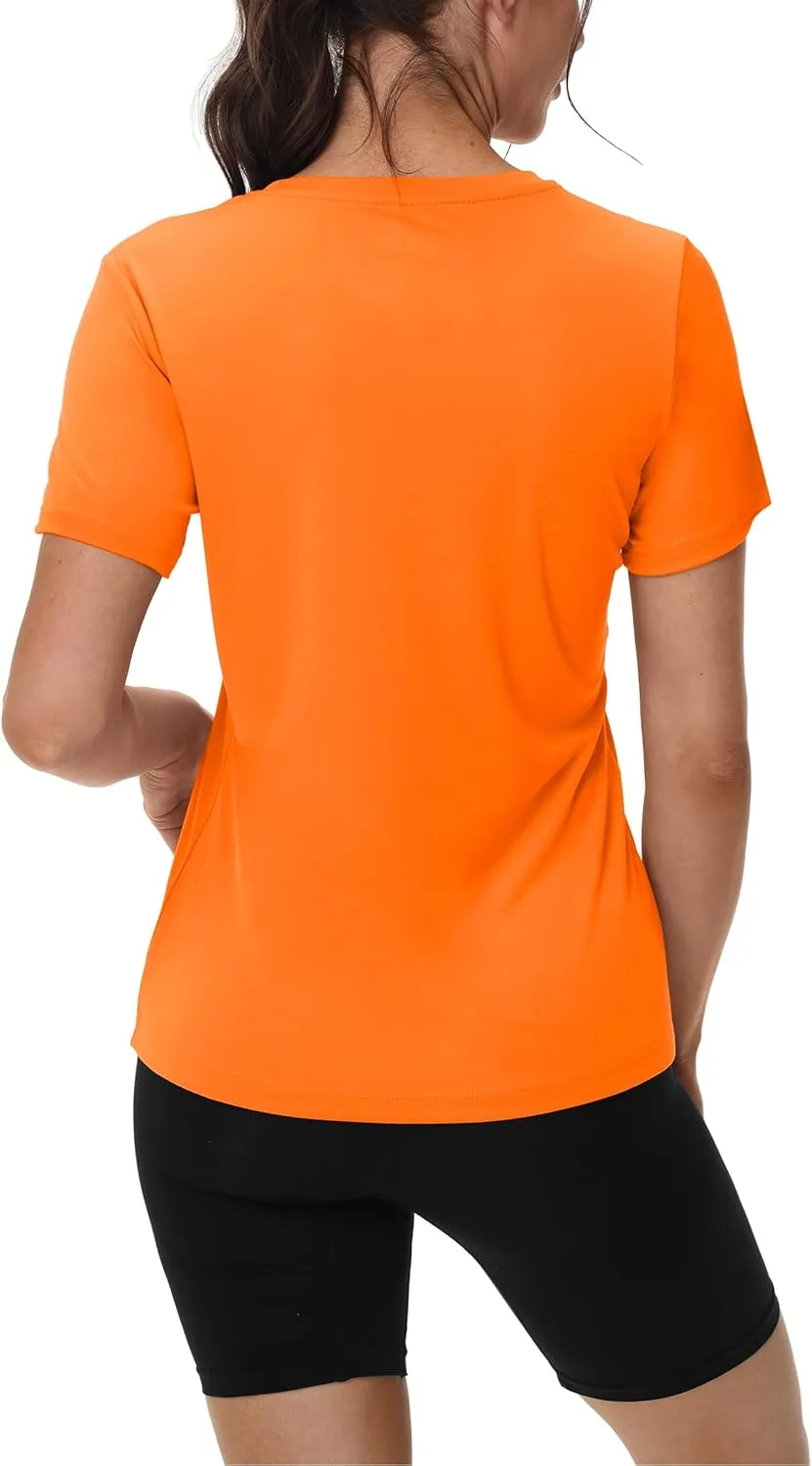 Women's Short Sleeve Shirts Workout Tops UPF 50  Sun Protection Tee Quick Dry Athletic Rash Guard T-Shirt