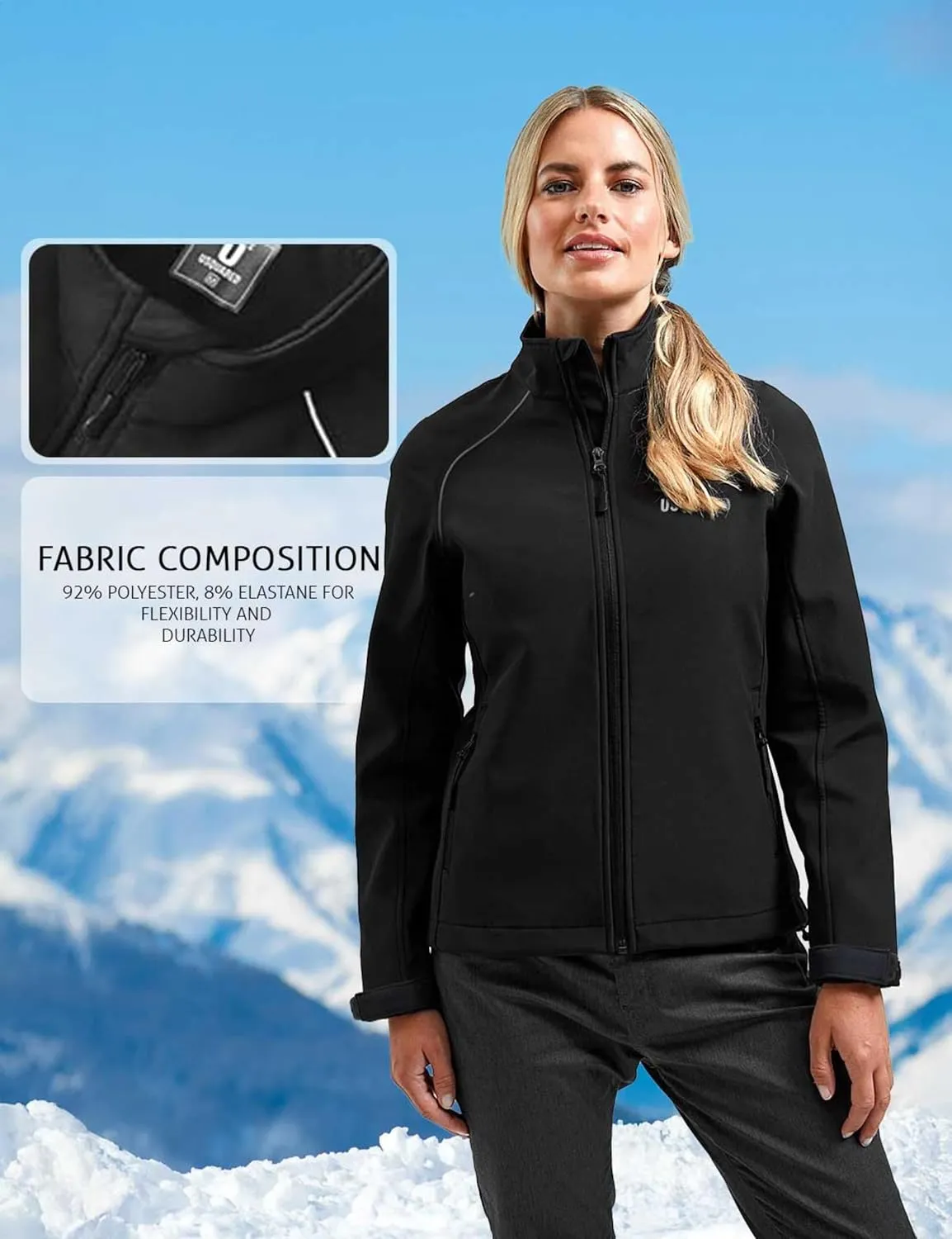 Women's Softshell Waterproof Jacket, Outdoor Windbreaker Warm Fleece Lined Rain Soft Shell For Hiking Travel