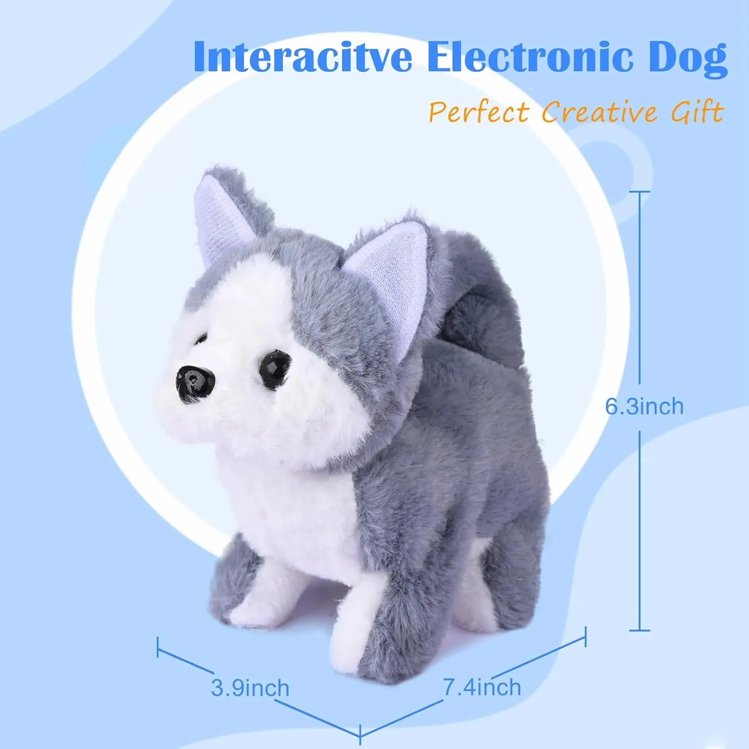 WorWoder Plush Husky Dog Toy Puppy Electronic Interactive Pet - Walking, Barking, Tail Wagging, Stretching Companion Animal for Kids