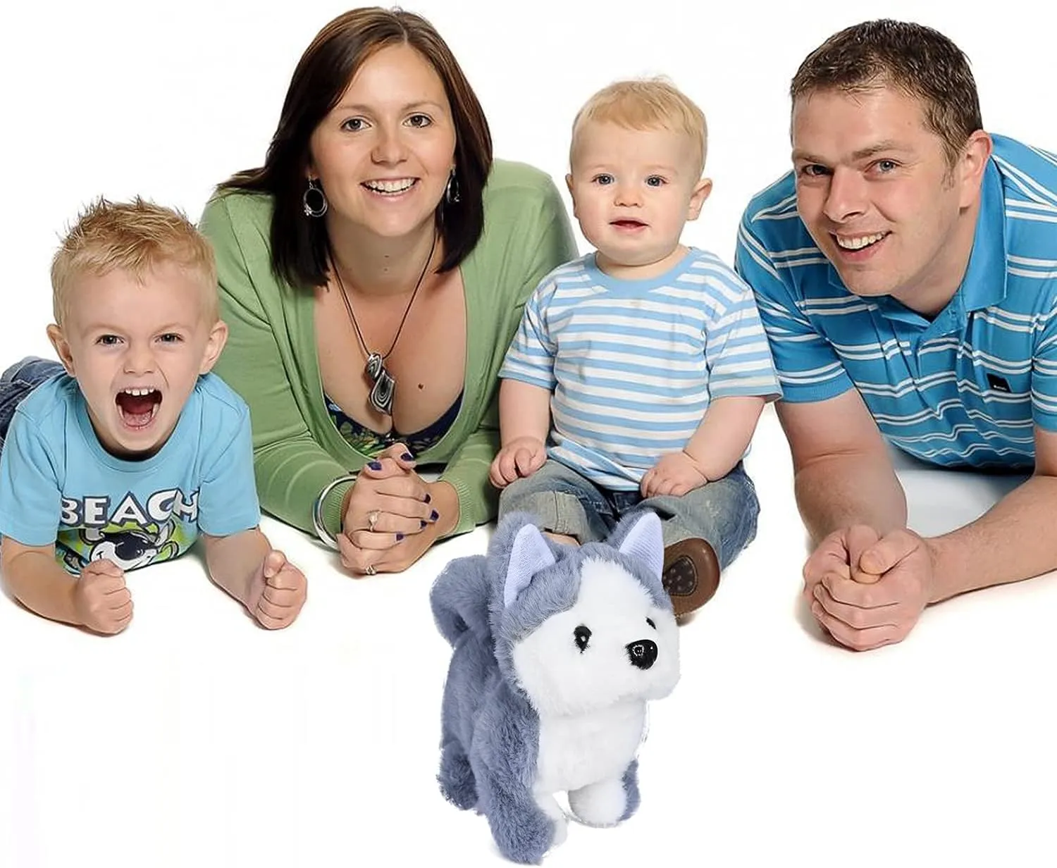WorWoder Plush Husky Dog Toy Puppy Electronic Interactive Pet - Walking, Barking, Tail Wagging, Stretching Companion Animal for Kids