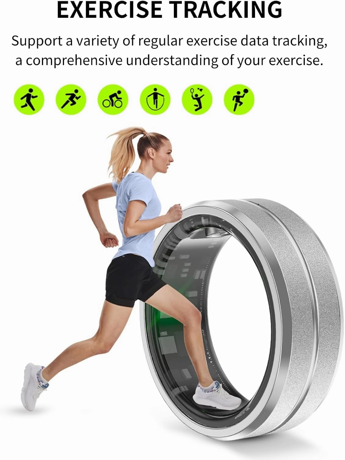 Yoidesu Smart Ring Health Tracker, Fitness Heart Rate Tracker Smart Ring, IP68 Water Resistant App Control Bluetooth Fitness Tracker Rings Compatible with iOS Android