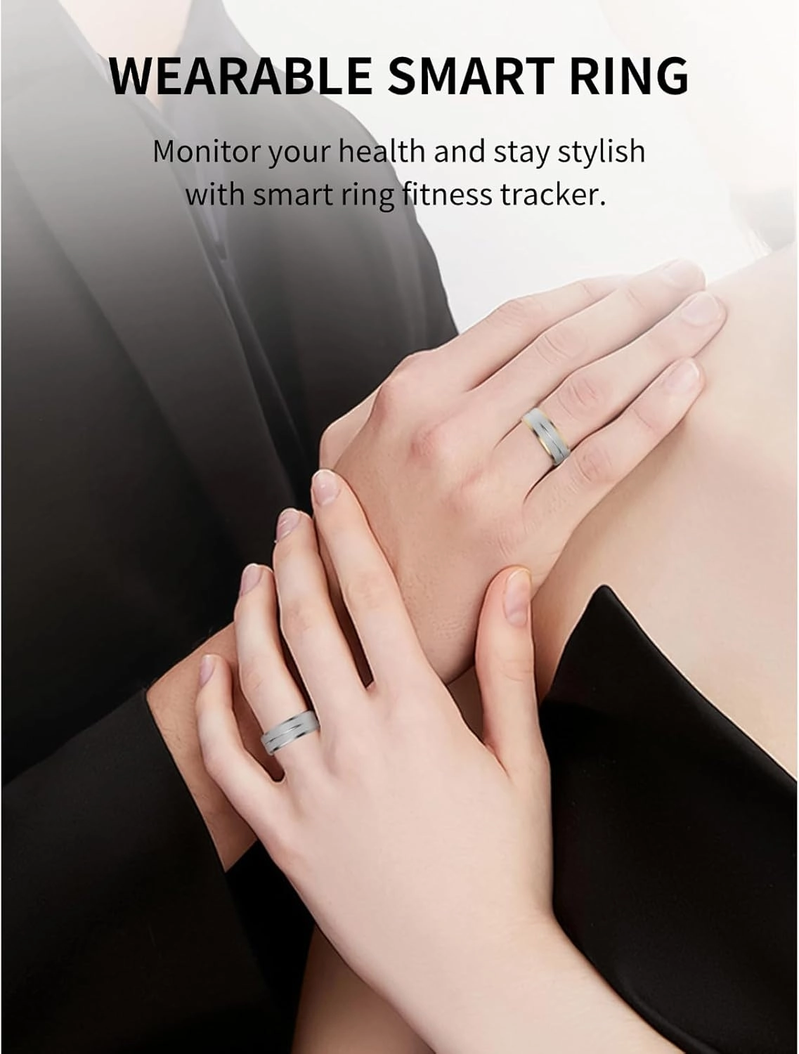 Yoidesu Smart Ring Health Tracker, Fitness Heart Rate Tracker Smart Ring, IP68 Water Resistant App Control Bluetooth Fitness Tracker Rings Compatible with iOS Android