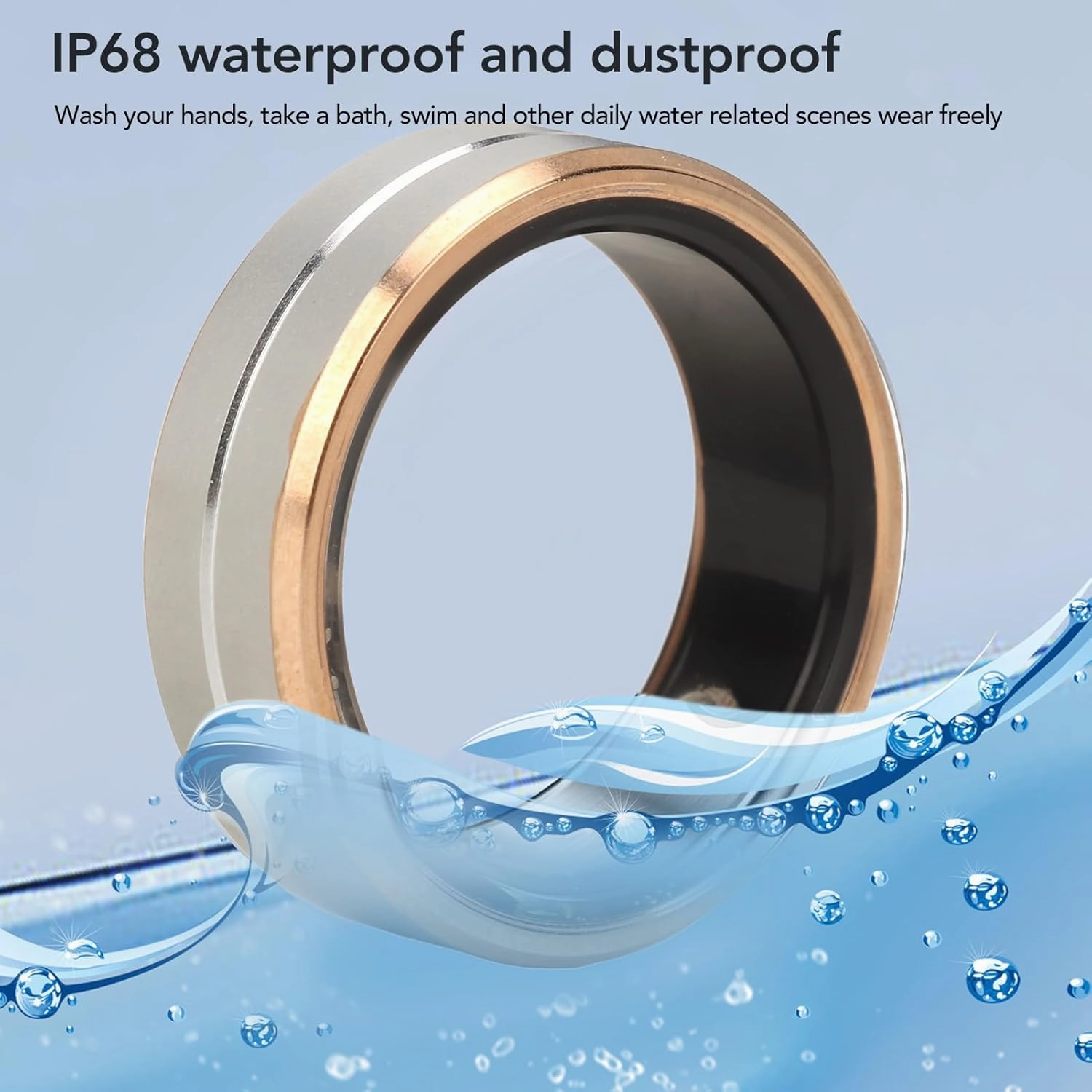 Yoidesu Smart Ring Health Tracker, Fitness Heart Rate Tracker Smart Ring, IP68 Water Resistant App Control Bluetooth Fitness Tracker Rings Compatible with iOS Android