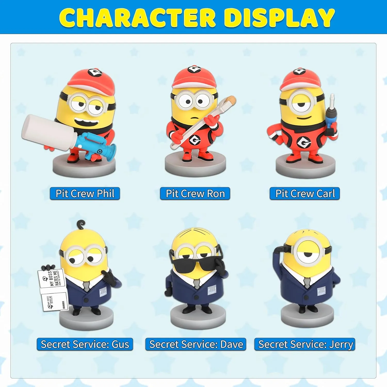 YOLOPARK Despicable Me 4 Toys,Collectible Minions Agent Assortment Set Action Figures,3 Inch Minion Home Decorations/Model Kits, Holiday Birthday Gifts for Ages 3 and Up
